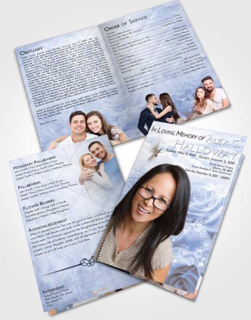 Bifold Order Of Service Obituary Template Brochure Splendid Floral Relaxation