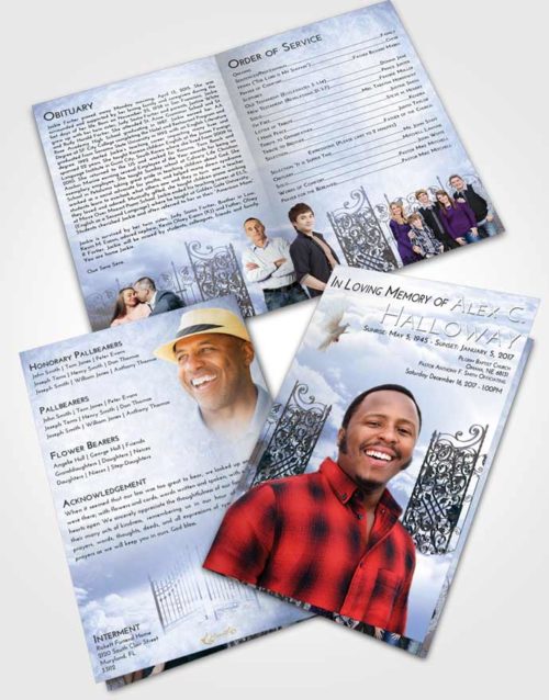 Bifold Order Of Service Obituary Template Brochure Splendid Pearly Gates of Heaven