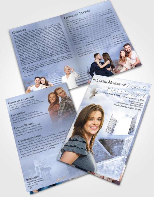 Bifold Order Of Service Obituary Template Brochure Splendid Stairway to the Gates of Heaven