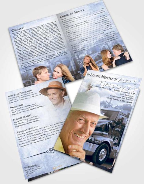 Bifold Order Of Service Obituary Template Brochure Splendid Trucker Days