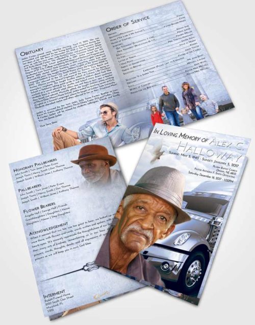 Bifold Order Of Service Obituary Template Brochure Splendid Trucker Hours