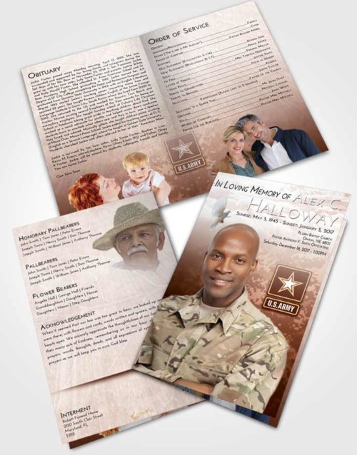Bifold Order Of Service Obituary Template Brochure Strawberry Love Army Duty