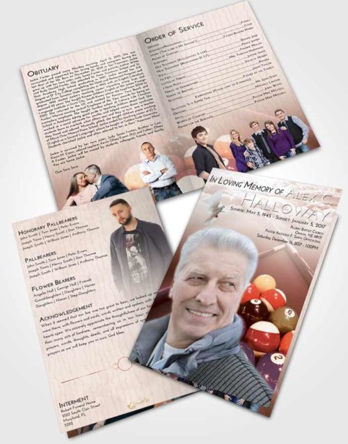 Bifold Order Of Service Obituary Template Brochure Strawberry Love Billiards Rack