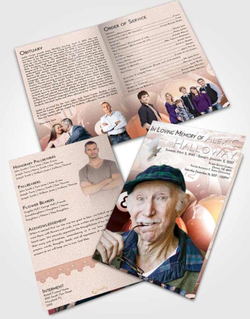Bifold Order Of Service Obituary Template Brochure Strawberry Love Billiards Tournament