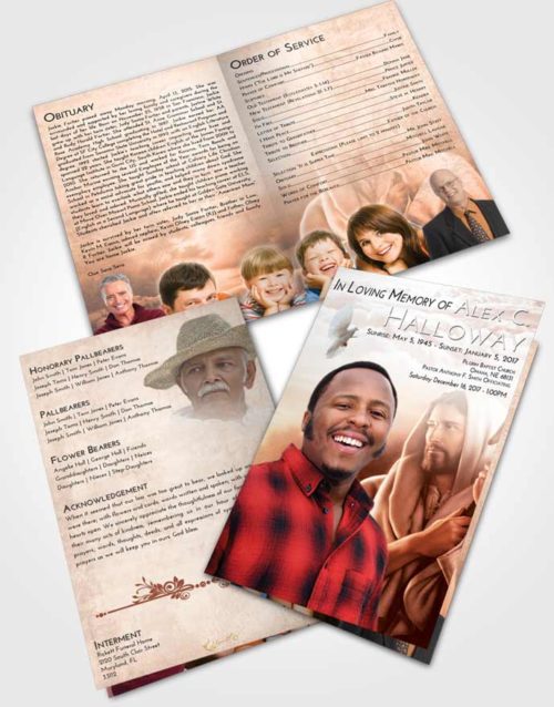 Bifold Order Of Service Obituary Template Brochure Strawberry Love Faith in Jesus