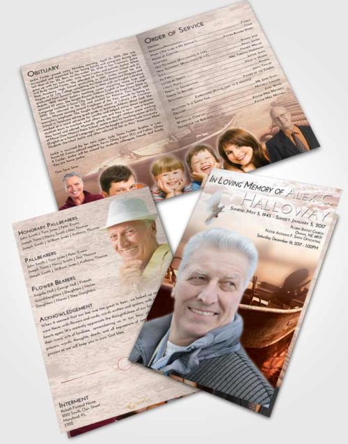 Bifold Order Of Service Obituary Template Brochure Strawberry Love Fishing Life