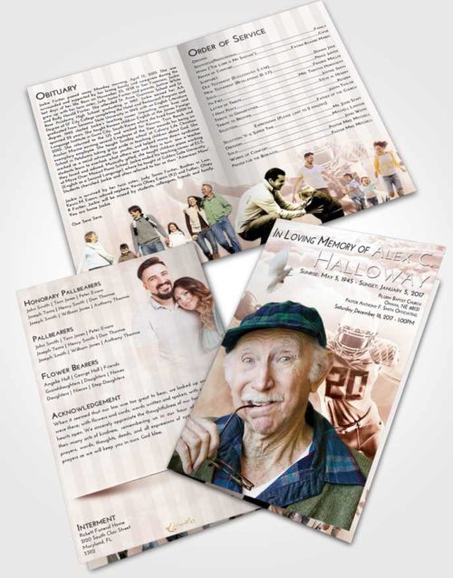 Bifold Order Of Service Obituary Template Brochure Strawberry Love Football Honor