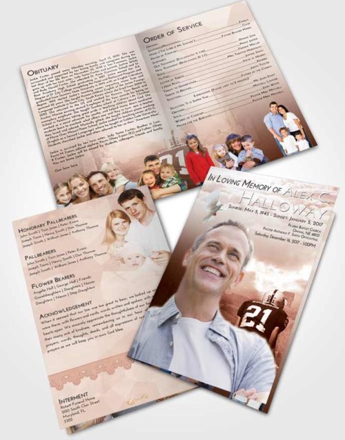 Bifold Order Of Service Obituary Template Brochure Strawberry Love Football Victory