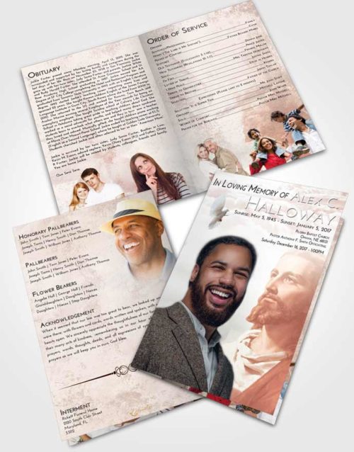 Bifold Order Of Service Obituary Template Brochure Strawberry Love Gaze of Jesus