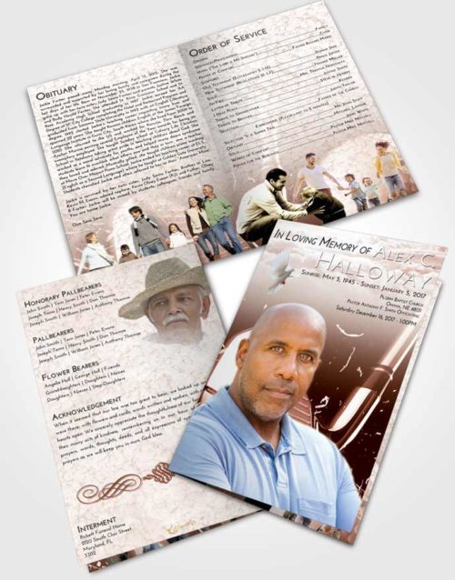 Bifold Order Of Service Obituary Template Brochure Strawberry Love Golf Swing