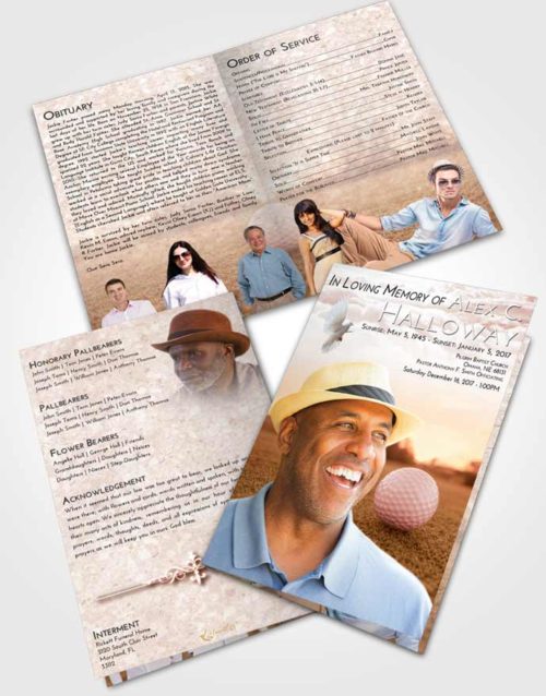 Bifold Order Of Service Obituary Template Brochure Strawberry Love Golfing Honor