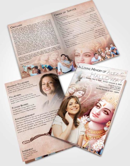 Bifold Order Of Service Obituary Template Brochure Strawberry Love Hindu Majesty