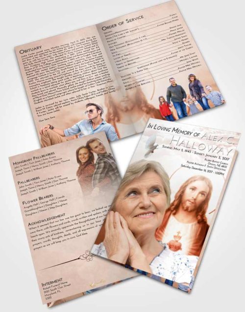 Bifold Order Of Service Obituary Template Brochure Strawberry Love Jesus our Lord