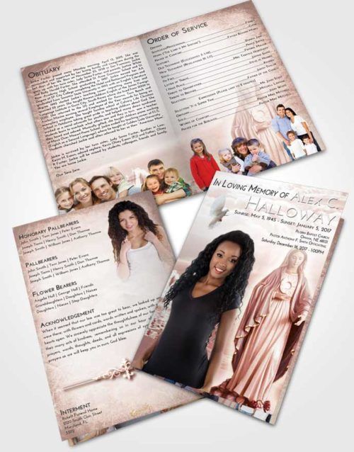 Bifold Order Of Service Obituary Template Brochure Strawberry Love Mary Full of Grace