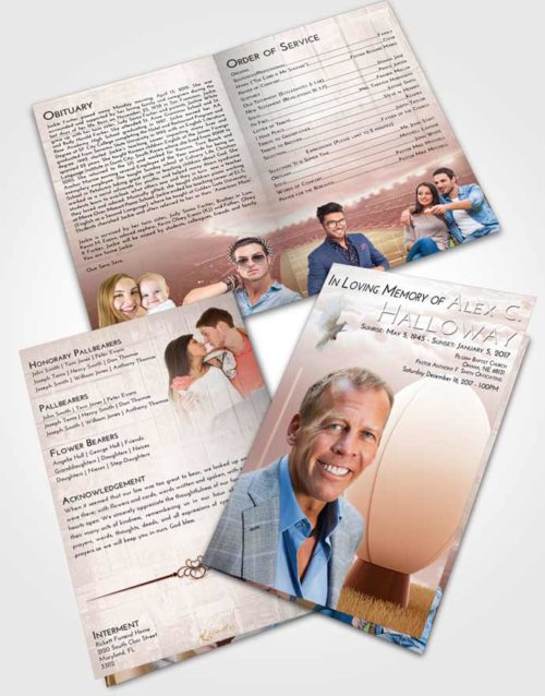 Bifold Order Of Service Obituary Template Brochure Strawberry Love Rugby Honor