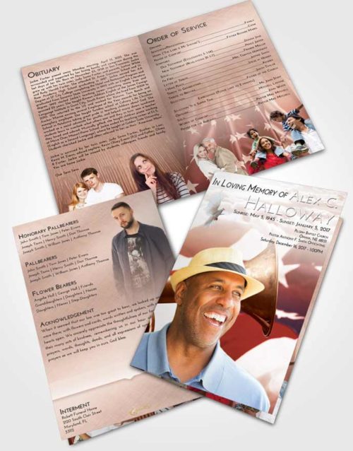 Bifold Order Of Service Obituary Template Brochure Strawberry Love Service Honor