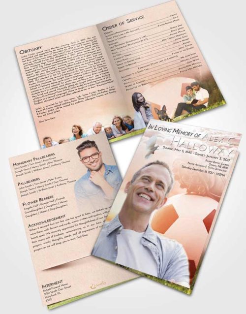 Bifold Order Of Service Obituary Template Brochure Strawberry Love Soccer Cleats