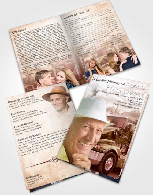 Bifold Order Of Service Obituary Template Brochure Strawberry Love Trucker Days
