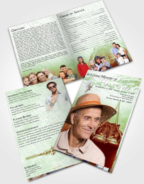 Bifold Order Of Service Obituary Template Brochure Strawberry Mist Boxing Victory