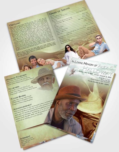 Bifold Order Of Service Obituary Template Brochure Strawberry Mist Cowboy Serenity