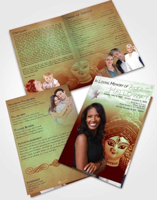 Bifold Order Of Service Obituary Template Brochure Strawberry Mist Durga Surprise