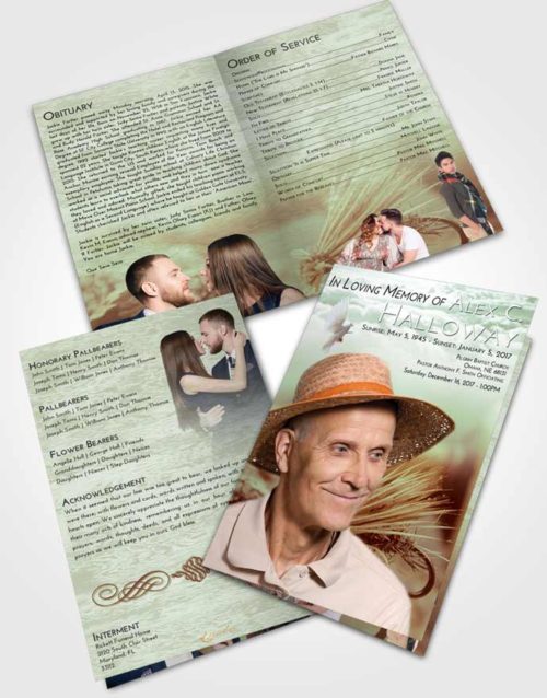 Bifold Order Of Service Obituary Template Brochure Strawberry Mist Fishing Serenity