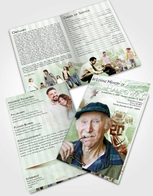 Bifold Order Of Service Obituary Template Brochure Strawberry Mist Football Honor