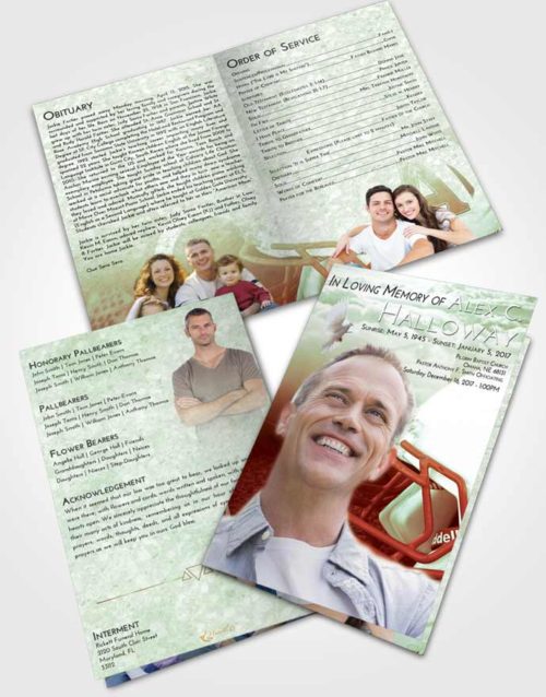 Bifold Order Of Service Obituary Template Brochure Strawberry Mist Football Party