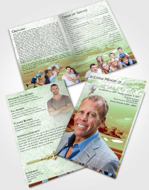 Bifold Order Of Service Obituary Template Brochure Strawberry Mist Golfing Sandtrap