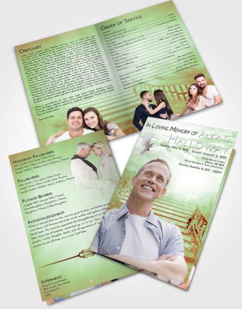 Bifold Order Of Service Obituary Template Brochure Strawberry Mist Stairway to Freedom