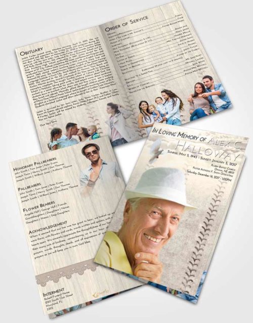 Bifold Order Of Service Obituary Template Brochure Tranquil Baseball Honor