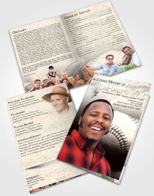Bifold Order Of Service Obituary Template Brochure Tranquil Baseball Life