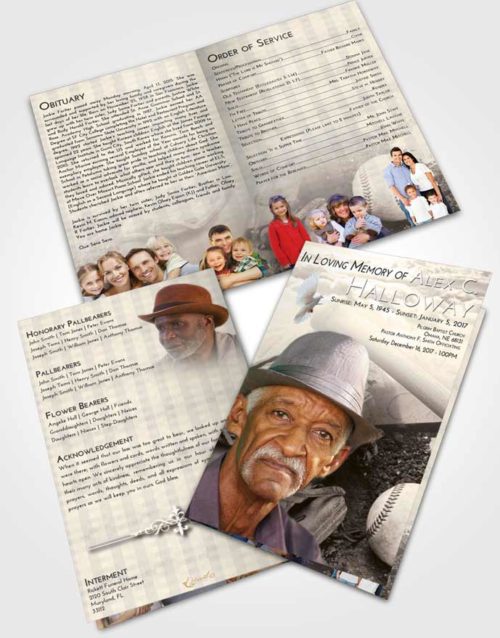 Bifold Order Of Service Obituary Template Brochure Tranquil Baseball Peace