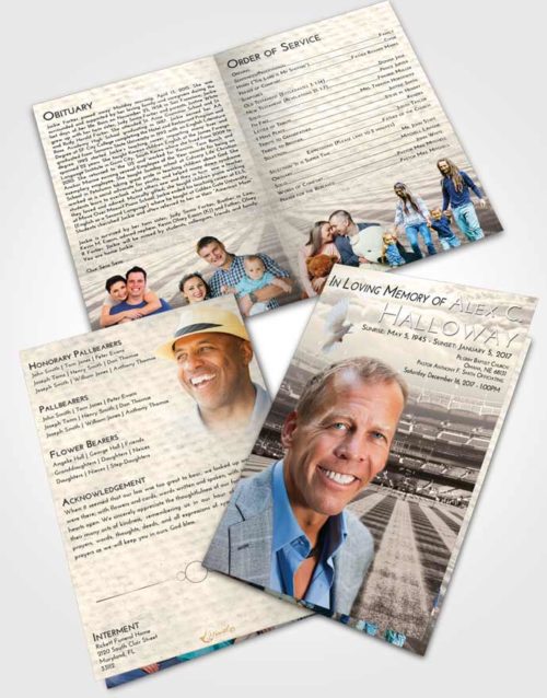 Bifold Order Of Service Obituary Template Brochure Tranquil Baseball Serenity