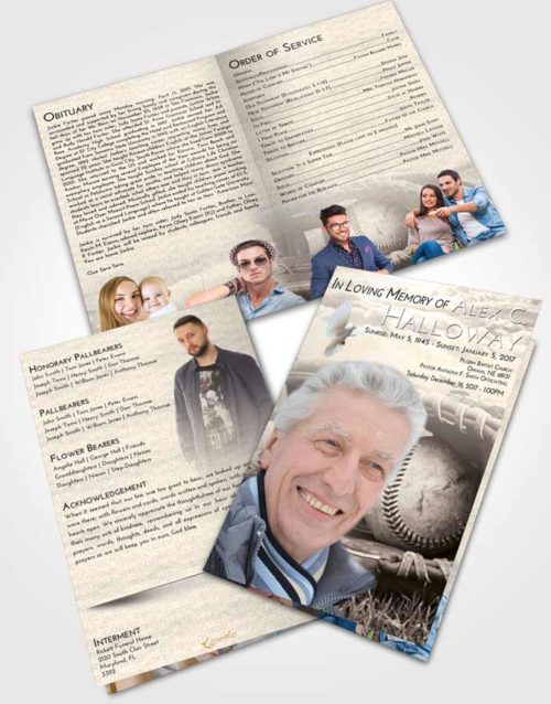 Bifold Order Of Service Obituary Template Brochure Tranquil Baseball Tranquility
