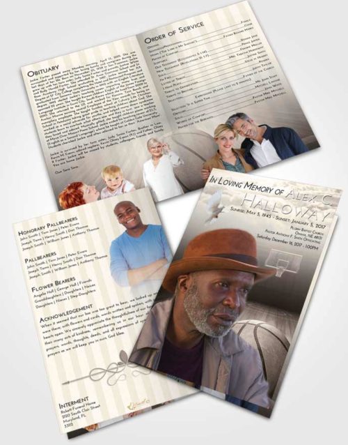 Bifold Order Of Service Obituary Template Brochure Tranquil Basketball Dreams