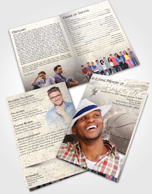 Bifold Order Of Service Obituary Template Brochure Tranquil Basketball Heat