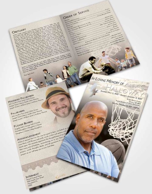 Bifold Order Of Service Obituary Template Brochure Tranquil Basketball Swish
