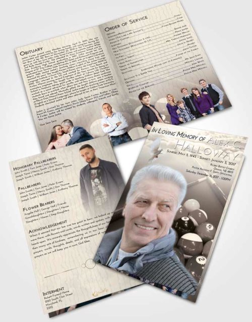 Bifold Order Of Service Obituary Template Brochure Tranquil Billiards Rack
