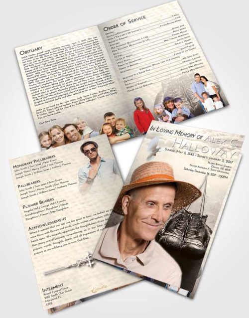 Bifold Order Of Service Obituary Template Brochure Tranquil Boxing Victory