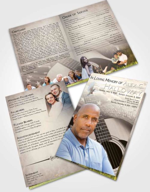 Bifold Order Of Service Obituary Template Brochure Tranquil Cowboy Heaven