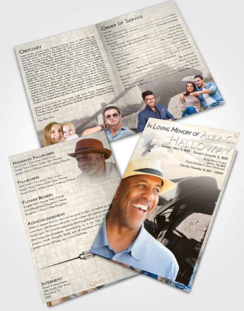 Bifold Order Of Service Obituary Template Brochure Tranquil Cowboy Honor
