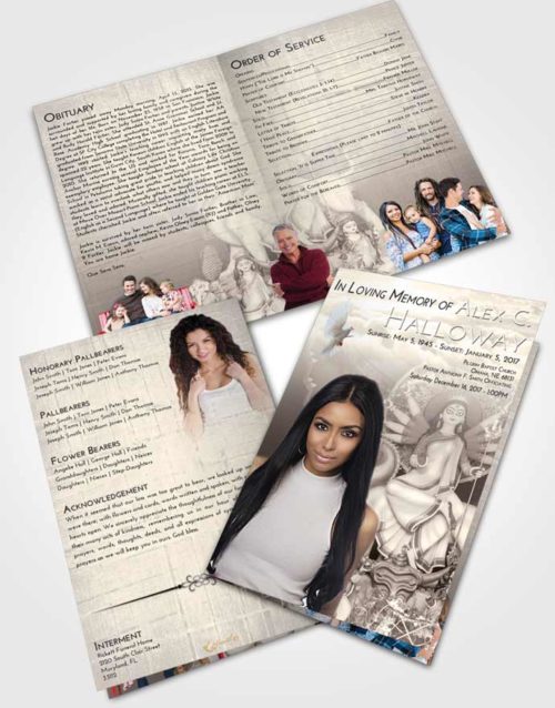 Bifold Order Of Service Obituary Template Brochure Tranquil Durga Divinity