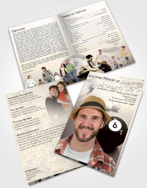 Bifold Order Of Service Obituary Template Brochure Tranquil Eight Ball