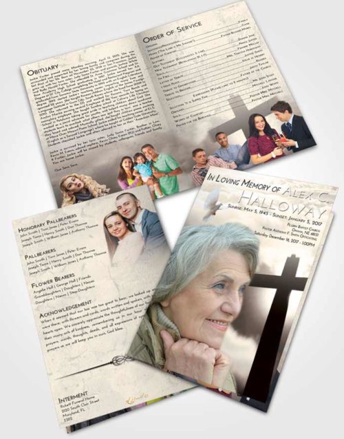 Bifold Order Of Service Obituary Template Brochure Tranquil Faith in the Cross