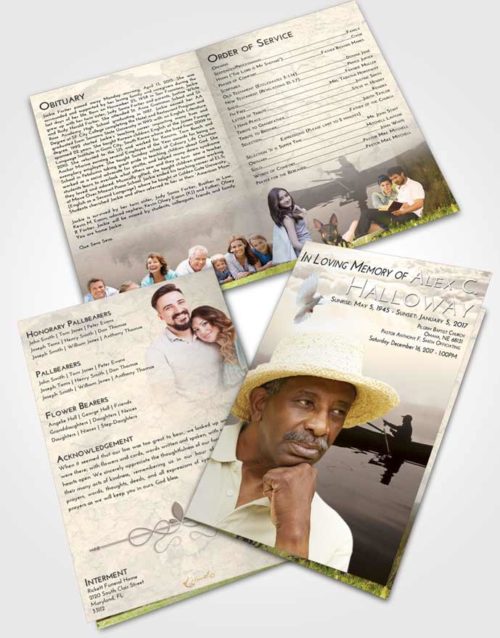 Bifold Order Of Service Obituary Template Brochure Tranquil Fish in the Water