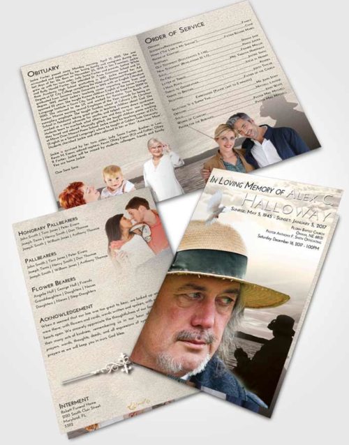 Bifold Order Of Service Obituary Template Brochure Tranquil Fishing Desire