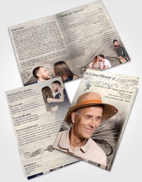 Bifold Order Of Service Obituary Template Brochure Tranquil Fishing Serenity