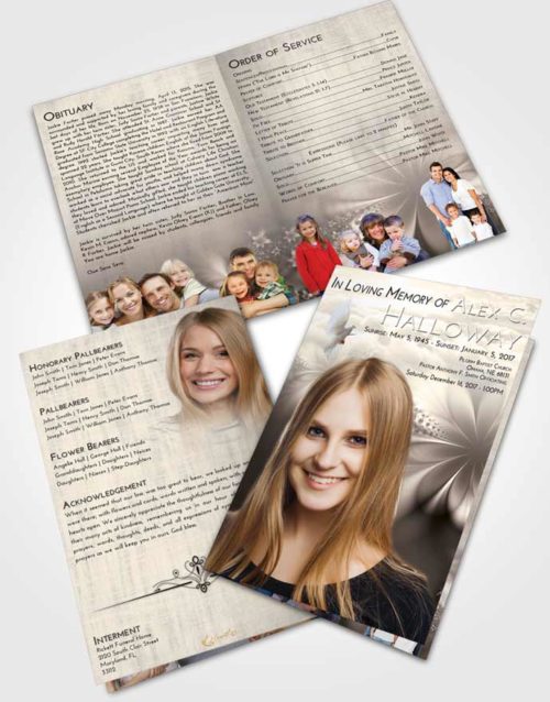 Bifold Order Of Service Obituary Template Brochure Tranquil Floral Lust