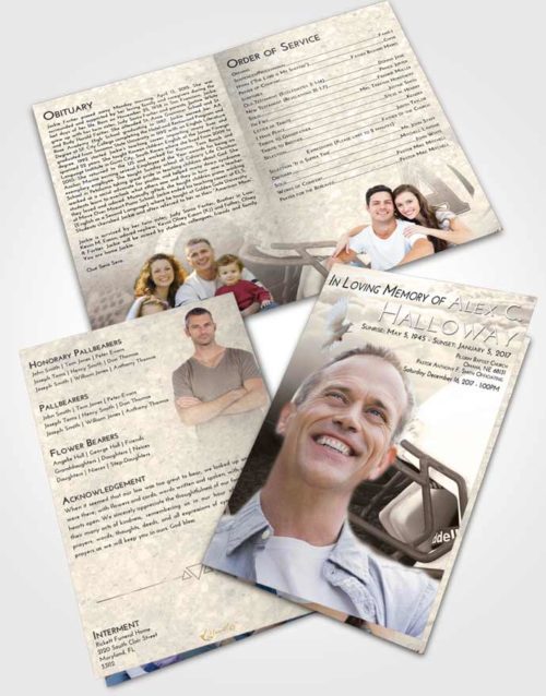 Bifold Order Of Service Obituary Template Brochure Tranquil Football Party